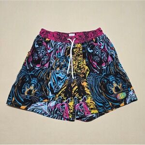 Slunks Men Small Volleyball Graphic Lined Print Swim Trunks Multi Above Knee